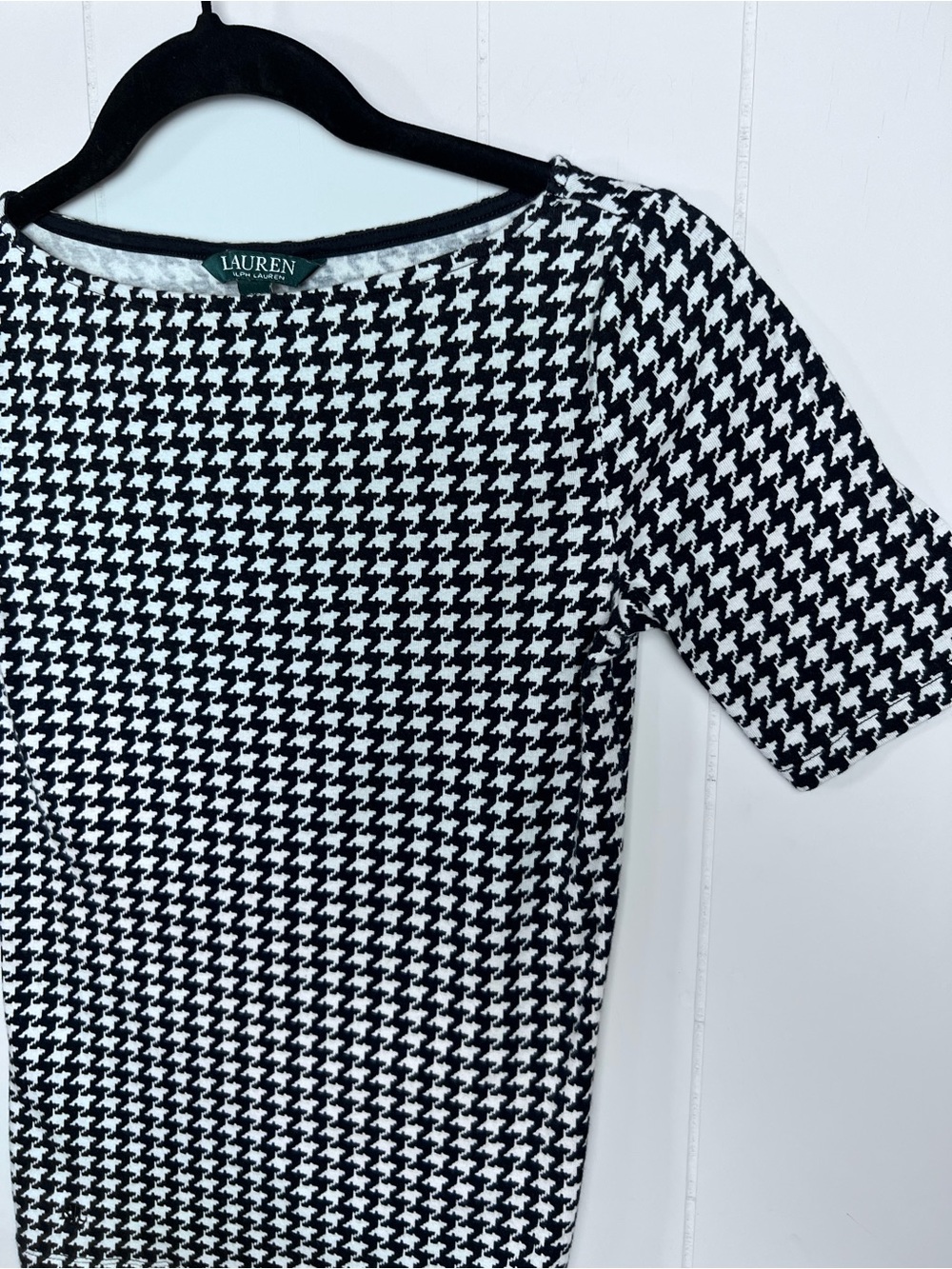 Lauren Ralph Lauren Black and White Houndstooth Short Sleeve Top Cotton size XS - Picture 3 of 11